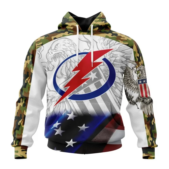 NHL Tampa Bay Lightning, Specialized Design With Our America Flag And Our America Eagle Graphic Hoodie
