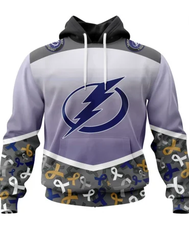 NHL Tampa Bay Lightning, Specialized Sport Fights Again All Cancer Graphic Hoodie