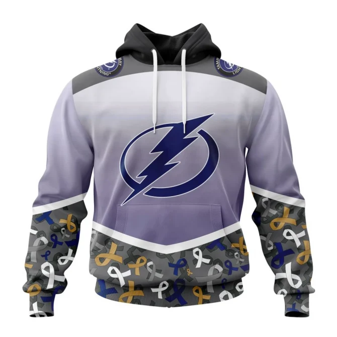NHL Tampa Bay Lightning, Specialized Sport Fights Again All Cancer Graphic Hoodie