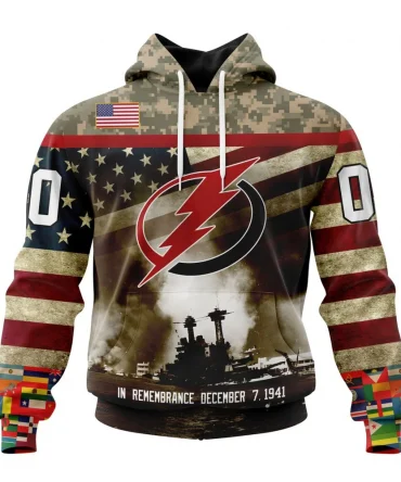 NHL Tampa Bay Lightning, Specialized Unisex Kits Remember Pearl Harbor Graphic Hoodie