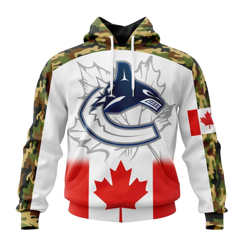 NHL Vancouver Canucks, Specialized Design With Our Canada Flag Graphic Hoodie