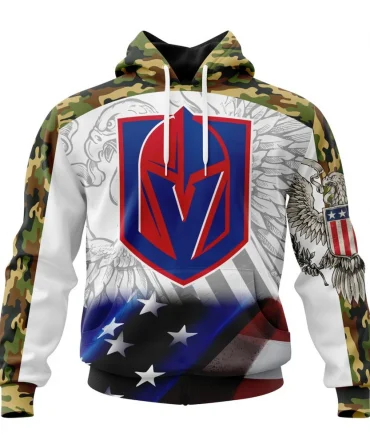 NHL Vegas Golden Knights, Specialized Design With Our America Flag And Our America Eagle Graphic Hoodie