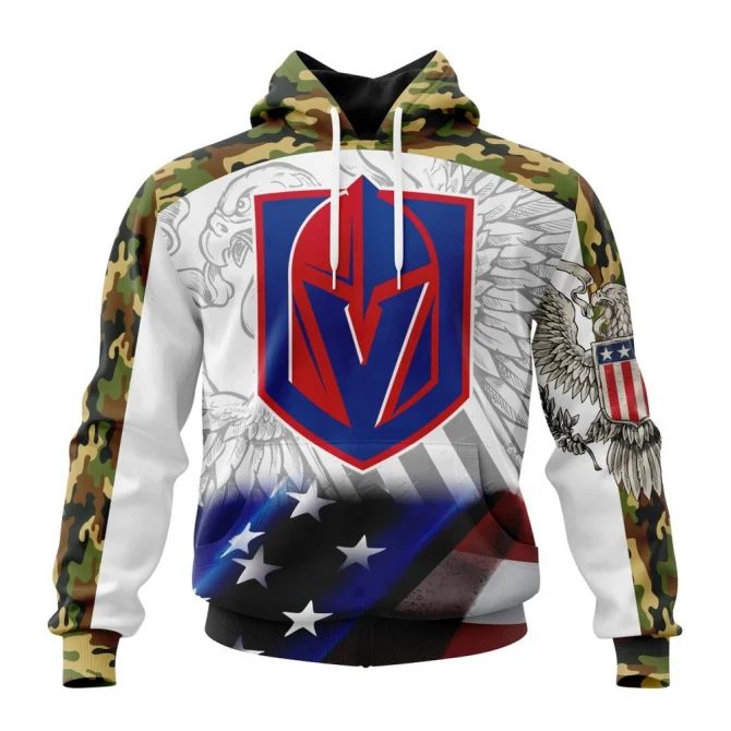 NHL Vegas Golden Knights, Specialized Design With Our America Flag And Our America Eagle Graphic Hoodie