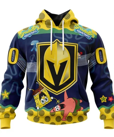 NHL Vegas Golden Knights, Specialized Jersey With Spongebob Graphic Hoodie