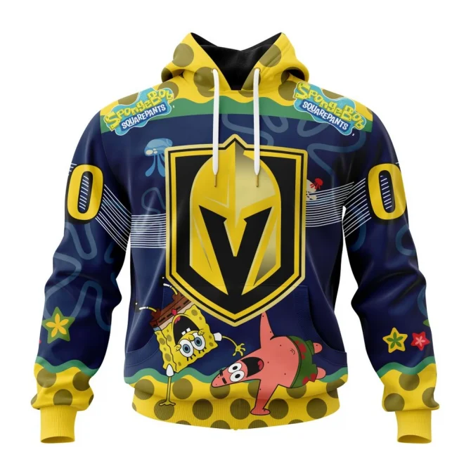NHL Vegas Golden Knights, Specialized Jersey With Spongebob Graphic Hoodie
