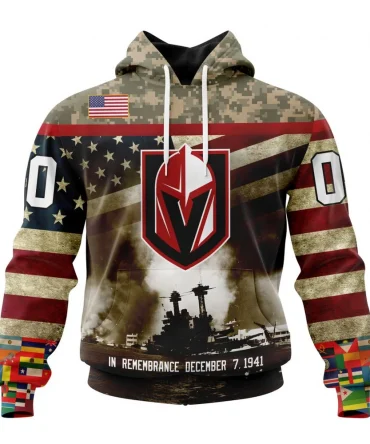 NHL Vegas Golden Knights, Specialized Unisex Kits Remember Pearl Harbor Graphic Hoodie