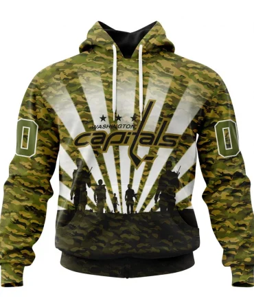 NHL Washington Capitals Special Military Camo Kits For Veterans Day And Rememberance Day Graphic Hoodie