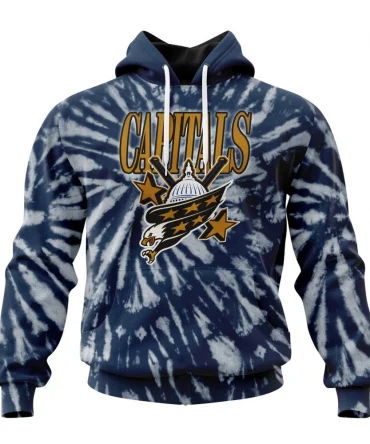 NHL Washington Capitals Special Retro Vintage Tie Dye Graphic Hoodie