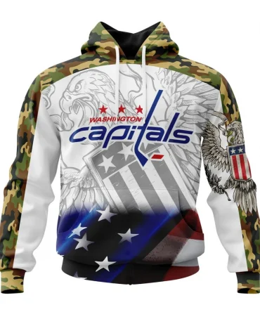 NHL Washington Capitals, Specialized Design With Our America Flag And Our America Eagle Graphic Hoodie