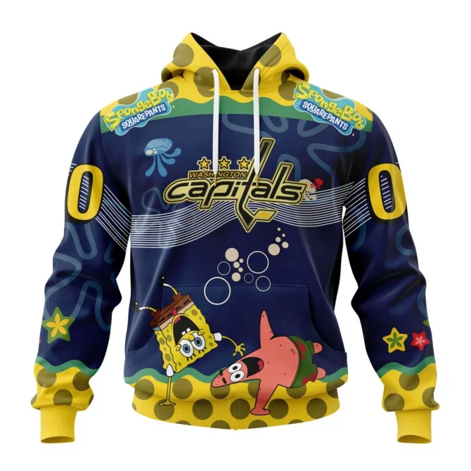 NHL Washington Capitals, Specialized Jersey With Spongebob Graphic Hoodie
