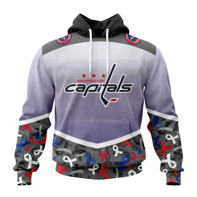 NHL Washington Capitals, Specialized Sport Fights Again All Cancer Graphic Hoodie