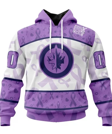 NHL Winnipeg Jets Special Lavender Fight Cancer Graphic Hoodie