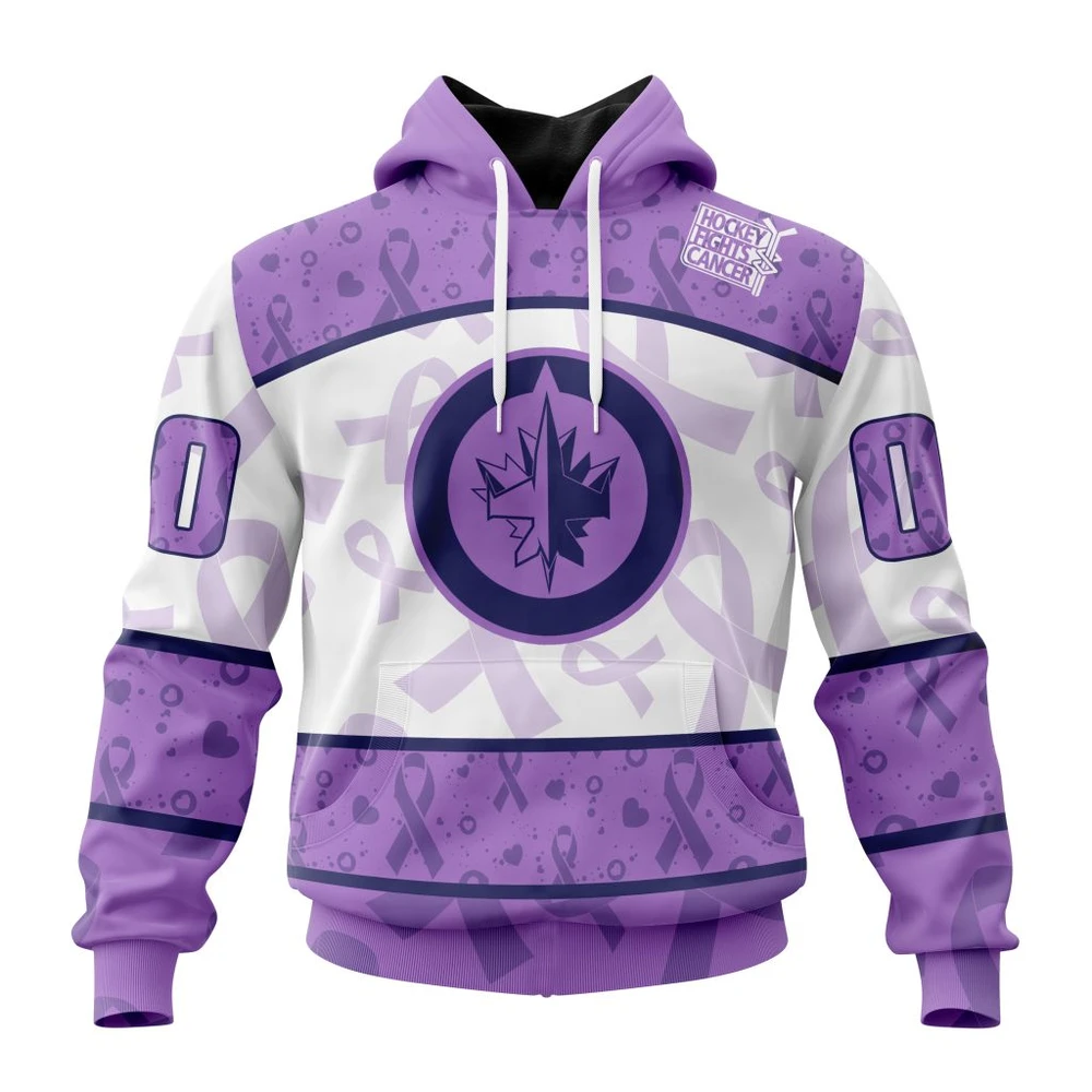 NHL Winnipeg Jets Special Lavender Fight Cancer Graphic Hoodie