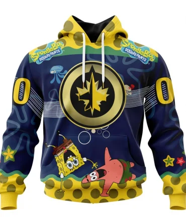 NHL Winnipeg Jets Specialized Jersey With Spongebob Graphic Hoodie