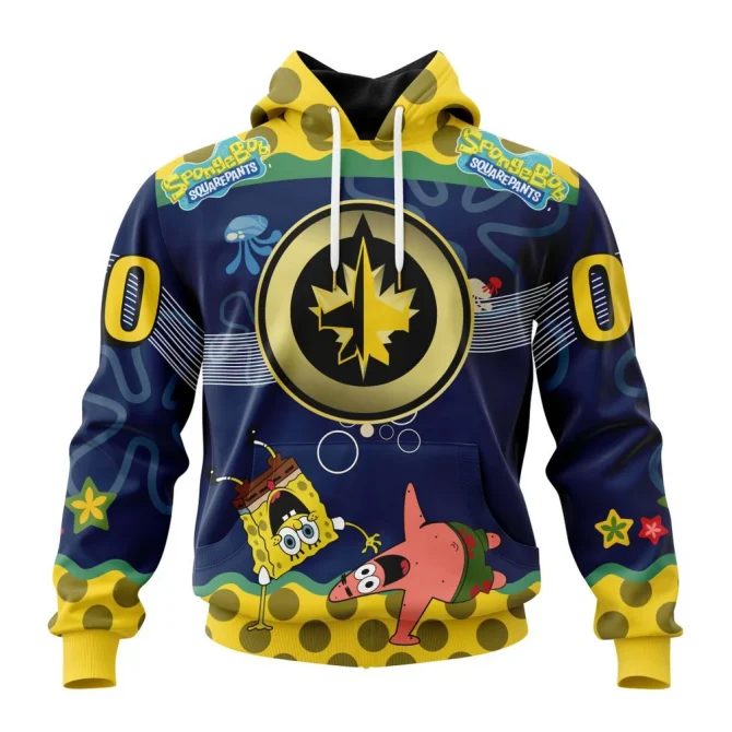 NHL Winnipeg Jets Specialized Jersey With Spongebob Graphic Hoodie