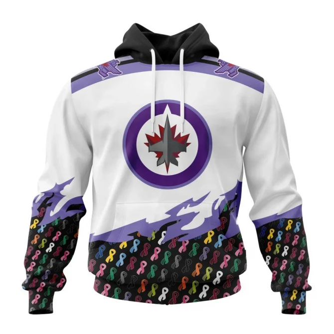 NHL Winnipeg Jets, Specialized Kits In October We Stand Together We Can Beat Cancer Graphic Hoodie