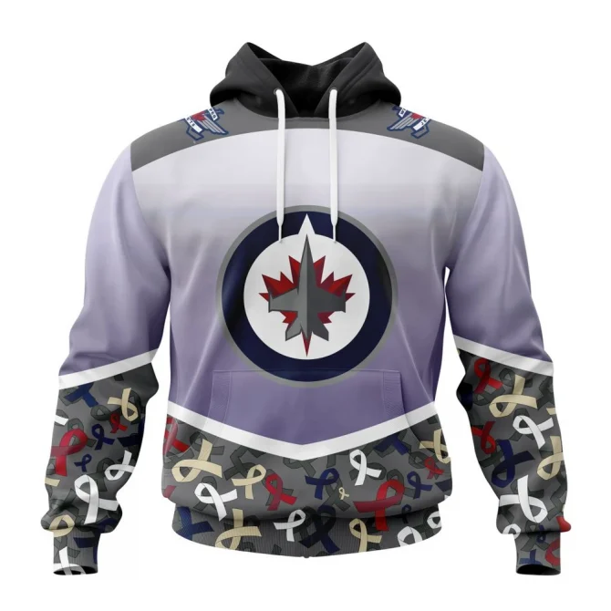 NHL Winnipeg Jets, Specialized Sport Fights Again All Cancer Graphic Hoodie