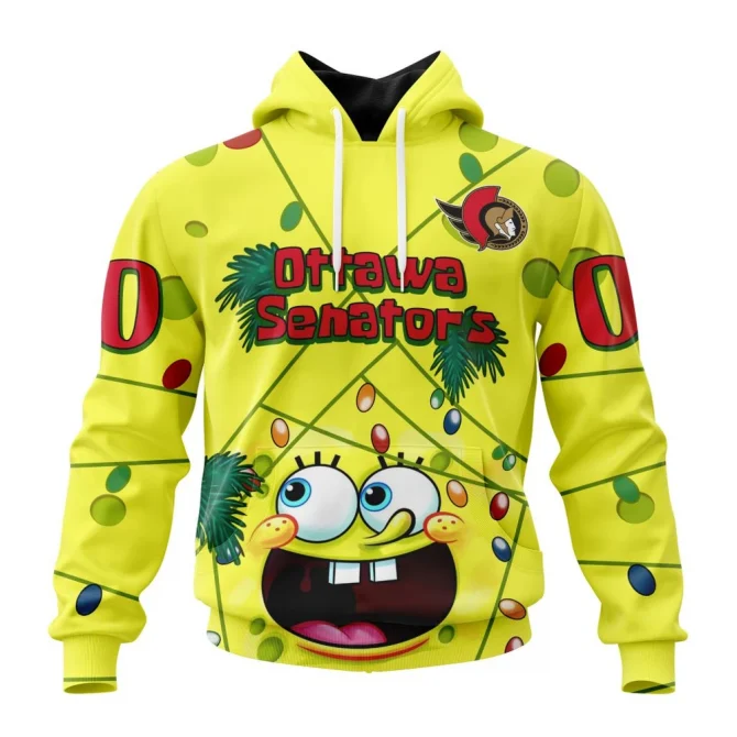 Ottawa Senators Specialized Jersey With Spongebob Graphic Hoodie