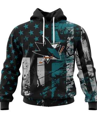 San Jose Sharks, Specialized Jersey For America Graphic Hoodie