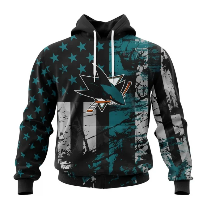 San Jose Sharks, Specialized Jersey For America Graphic Hoodie