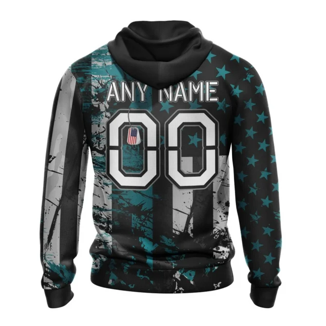 San Jose Sharks, Specialized Jersey For America Graphic Hoodie - Image 2