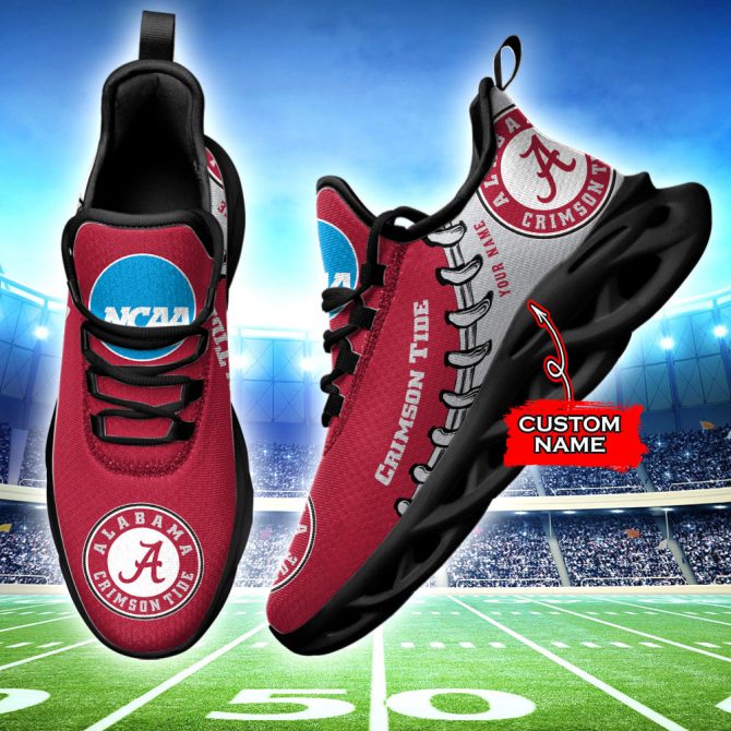 Alabama Crimson Tide NCAA Max Soul Shoes Sneakers For Men And Women - Image 2