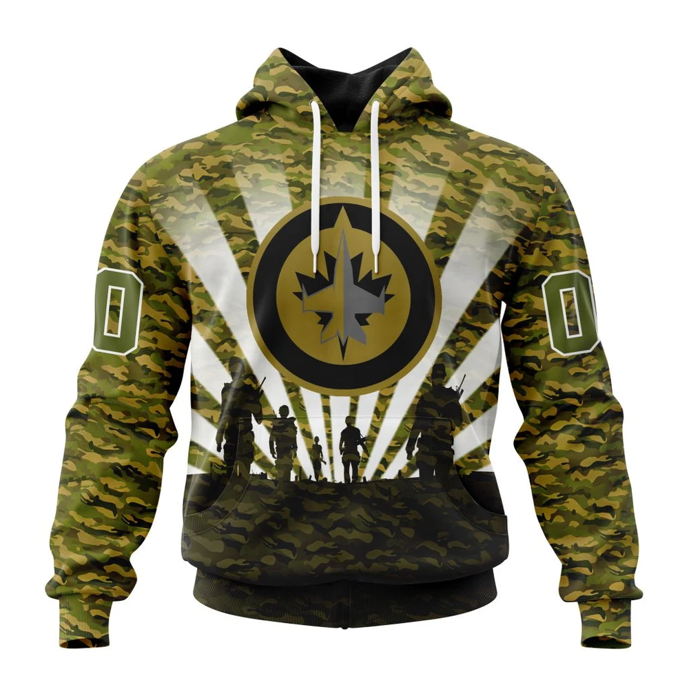 NHL Winnipeg Jets Special Military Camo Kits For Veterans Day And Rememberance Day Graphic Hoodie