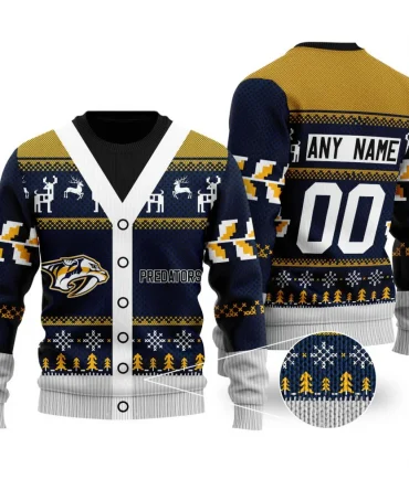 NHL Nashville Predators | Personalized Name &amp; Number Unisex Sweater For Christmas Season