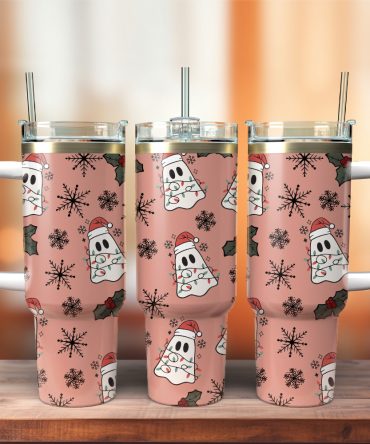Christmas Ghost Custom Stanley Quencher 40oz Stainless Steel Tumbler