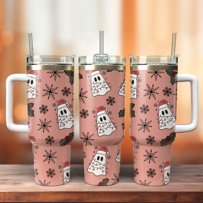 Christmas Ghost Custom Stanley Quencher 40oz Stainless Steel Tumbler