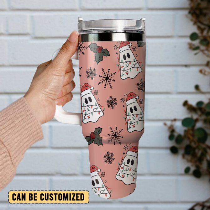 Christmas Ghost Custom Stanley Quencher 40oz Stainless Steel Tumbler - Image 4
