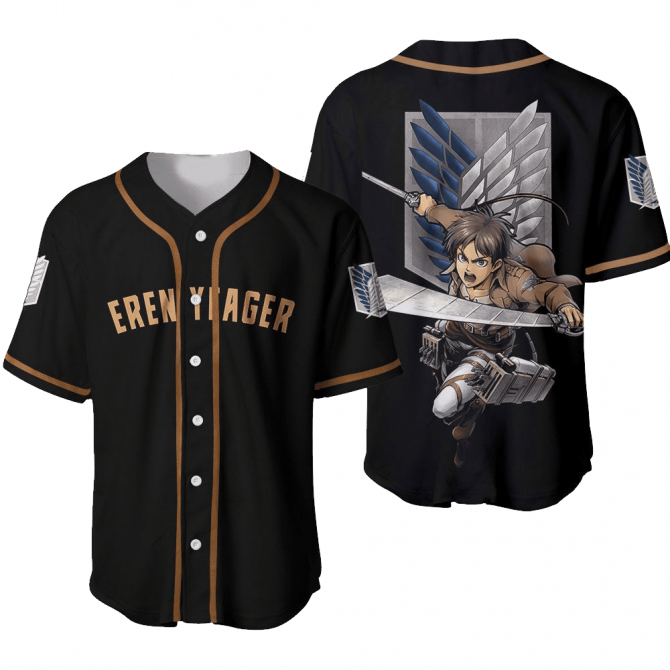 Attack On Titan Eren Yeager Baseball Jersey - Anime Fan Apparel For Men & Women