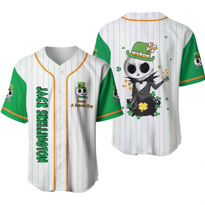 Jack Skellington St. Patrick'S Day Baseball Jersey – Fun Holiday Apparel