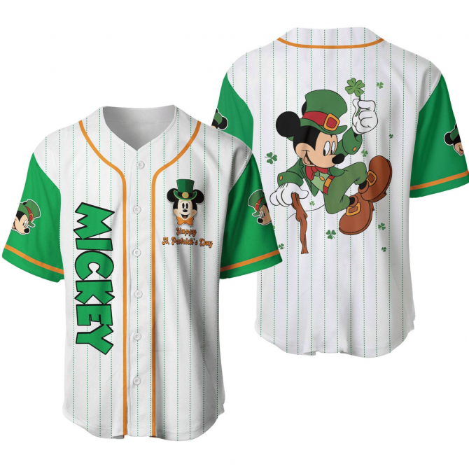 Limited Edition St. Patrick'S Day Mickey Baseball Jersey – Celebrate In Style!