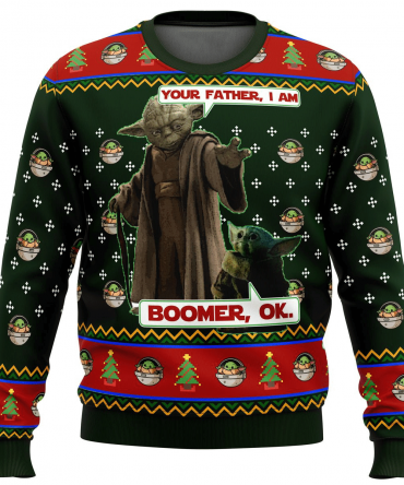 Star Wars Baby Yoda Boomer Ugly Sweater Gifts, Baby Yoda Gift Fan Ugly Sweater