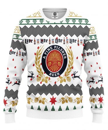 Merry Xmas Miller Lite Beer Ugly Christmas Sweater 265