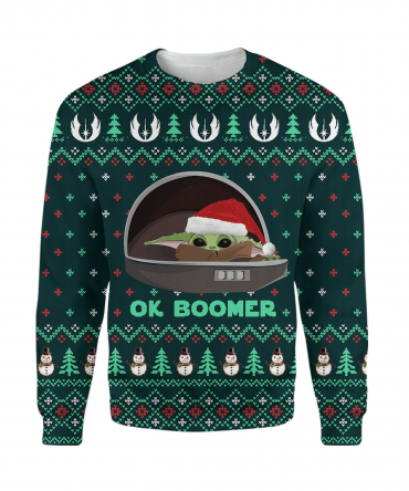 Star Wars Baby Yoda Ok Boomer Ugly Sweater Gifts, Star Wars Gift Fan Ugly Sweater