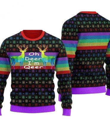 Oh Deer I'm Queer Ugly Sweater, Christmas Gift , Oh Deer I'm Queer Ugly Christmas Sweater