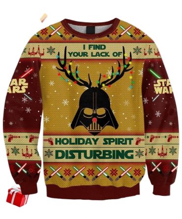 Star Wars I Find Your Lack Of Holiday Spirit Disturbing Ugly Sweater, Star Wars Christmas Sweater, The Mandalorian Gift, The Mandalorian Shirt
