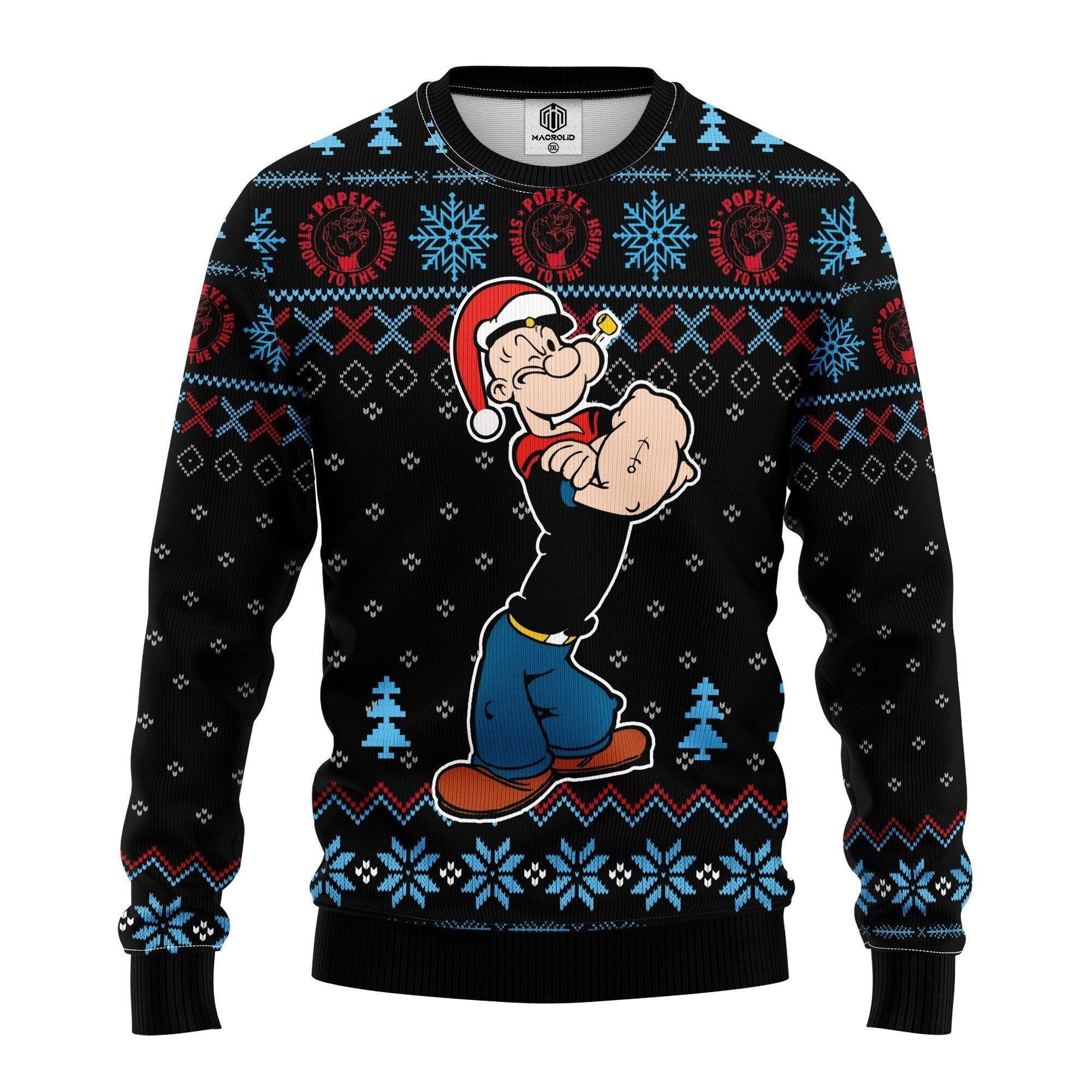 Popeye Strong To The Finish Ugly Christmas Sweater