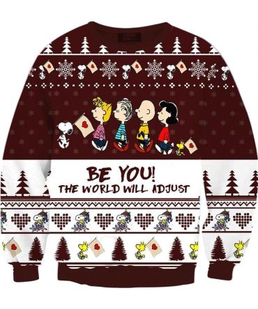 Snoopy Be You The World Will Adjust Ugly Sweater, Christmas Gift , Snoopy Be You The World Will Adjust Ugly Christmas Sweater