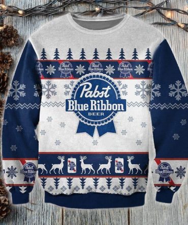 Pabst Blue Ribbon Ugly Sweater, Christmas Gift, Pabst Blue Ribbon Ugly Christmas Sweater
