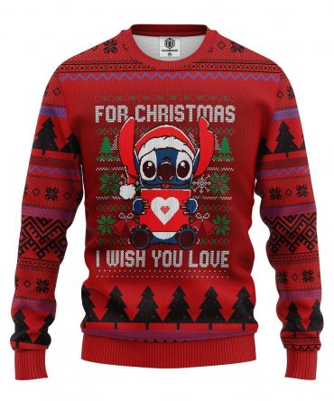 Santa Stitch For Christmas I Wish You Love, Lilo And Stitch Disney Ugly Christmas Sweater
