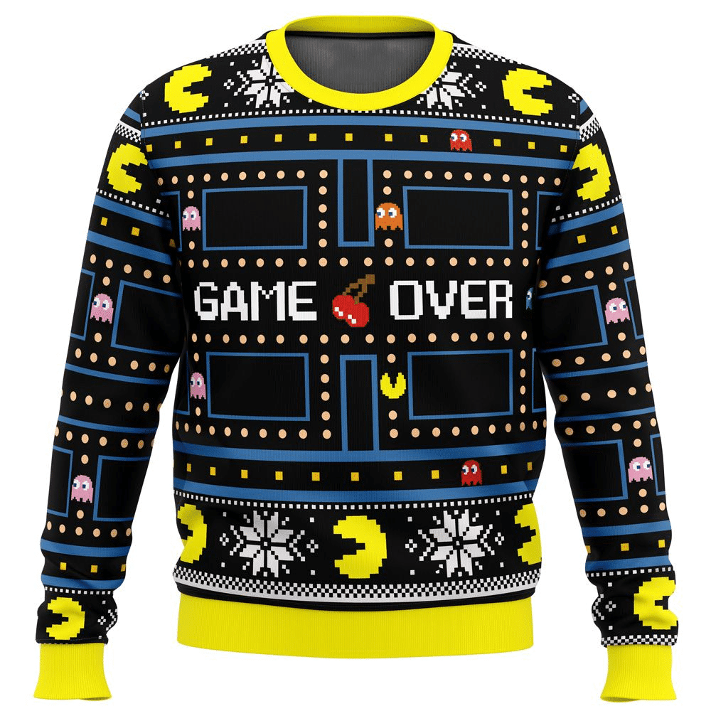 Pacman Game Over Ugly Sweater Gifts, Pacman Game Gift Fan Ugly Sweater