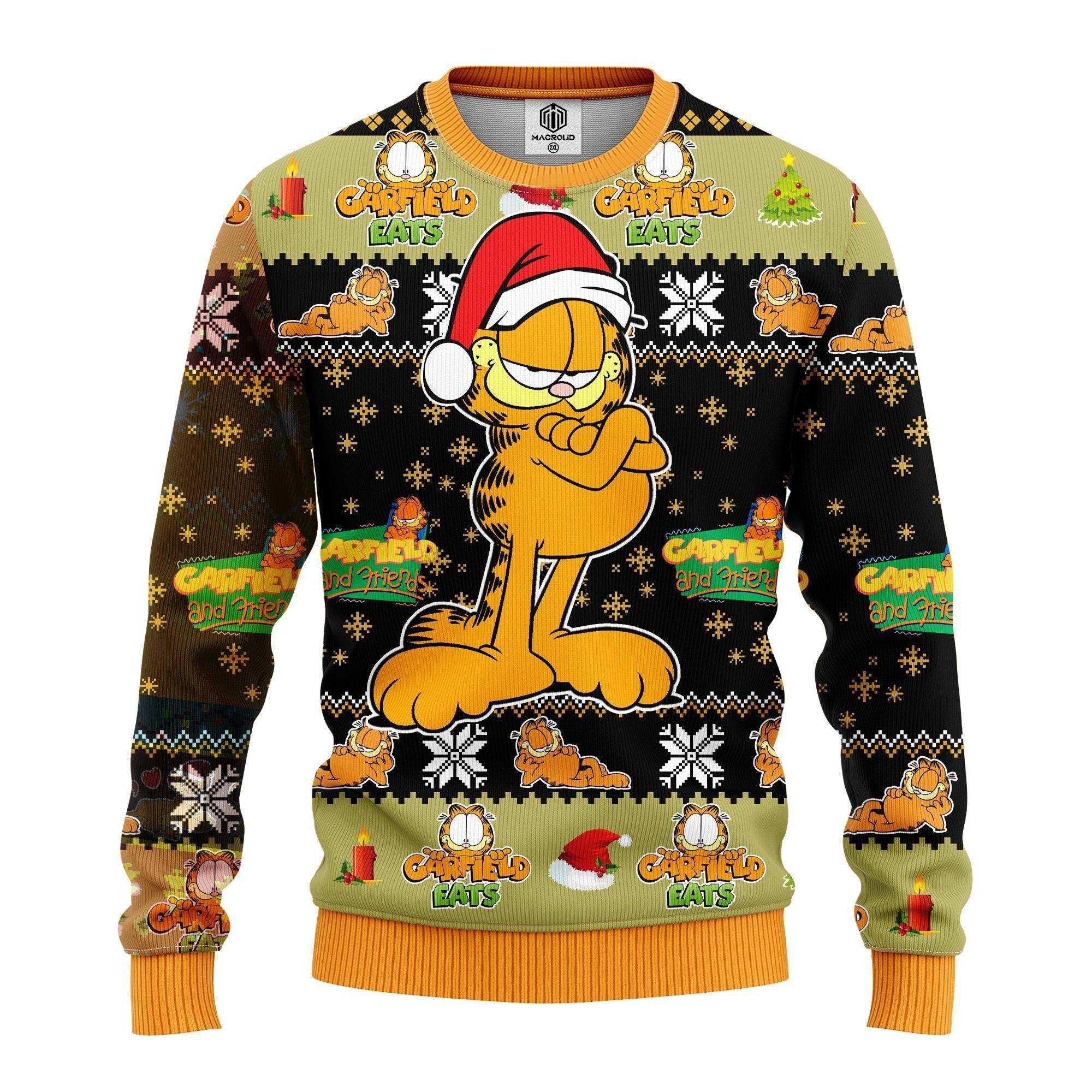 Santa Garfield Cat Ugly Christmas Sweater 260