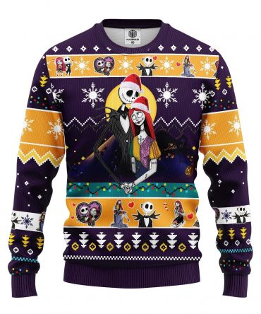 Santa Jack Skellington And Sally Nightmare Before Christmas Ugly Christmas Sweater
