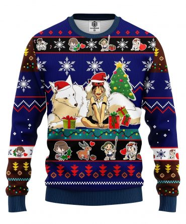 Princess Mononoke Merry Xmas Gifts, San And Moro Ugly Christmas Sweater