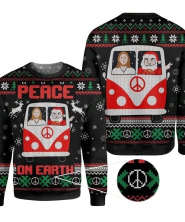 Santa And Jesus Peace On Earth Ugly Sweater, Santa And Jesus Peace On Earth Christmas Shirt