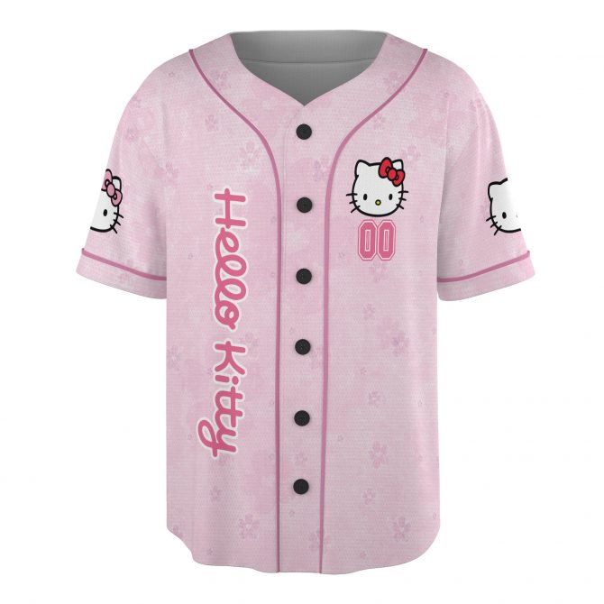 Custom Hello Kitty Pink Baseball Jersey – Personalized Cute & Stylish Apparel For Fans! - Image 2