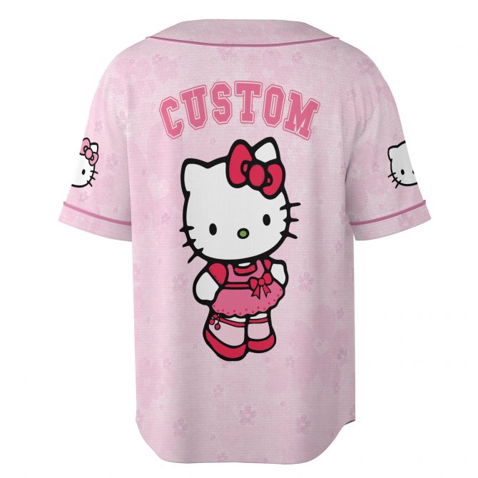 Custom Hello Kitty Pink Baseball Jersey – Personalized Cute & Stylish Apparel For Fans! - Image 3